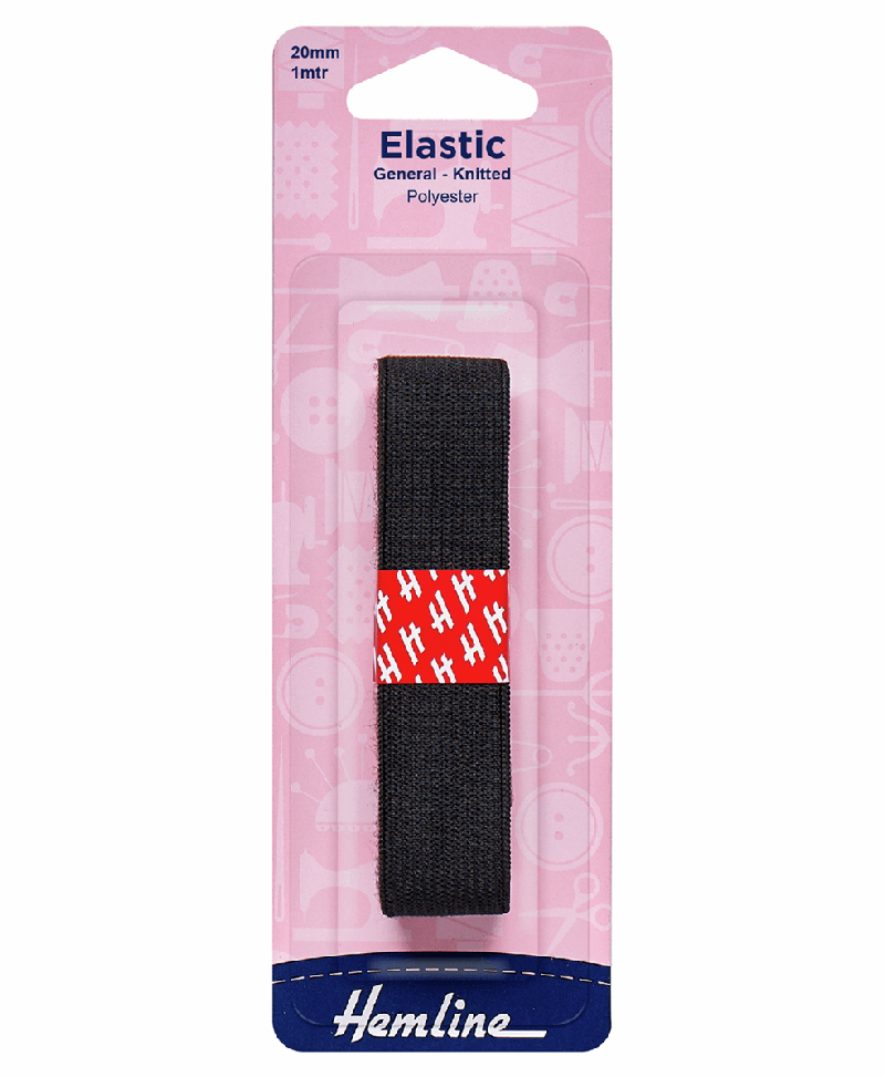 Hemline General Purpose Elastic - Black - 20mm