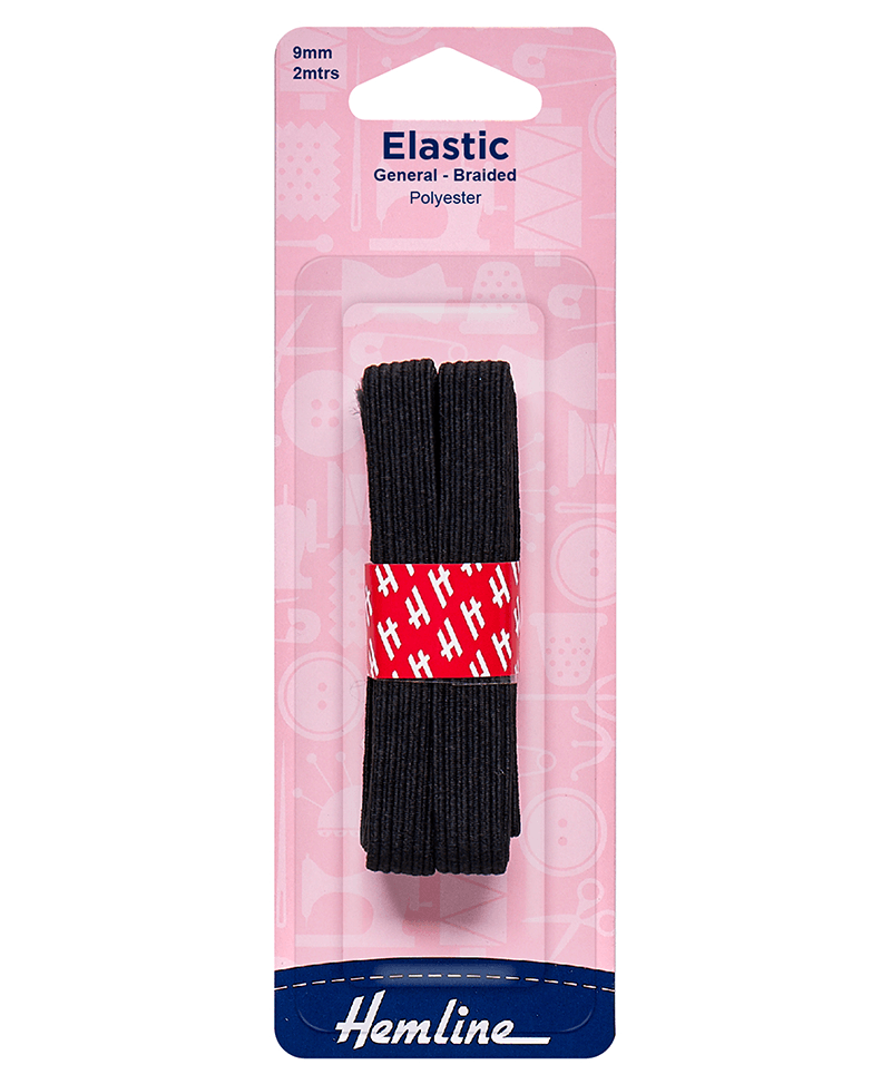 Hemline General Purpose Elastic - Black - 9mm