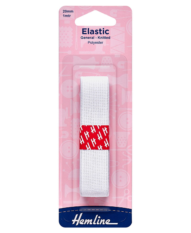 Hemline General Purpose Elastic - White - 20mm