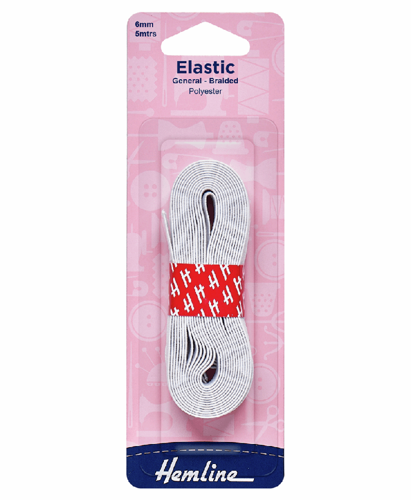 Hemline General Purpose Elastic - White - 6mm