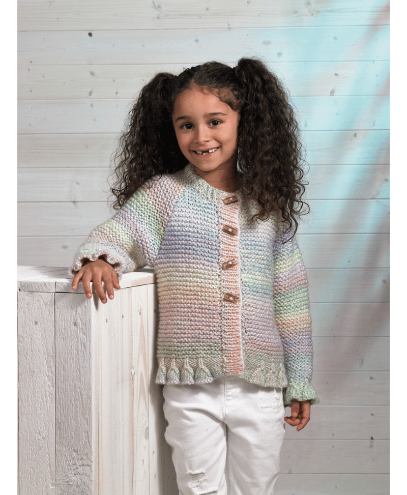 James C Brett JB700 Girls Cardigan in Marble Chunky