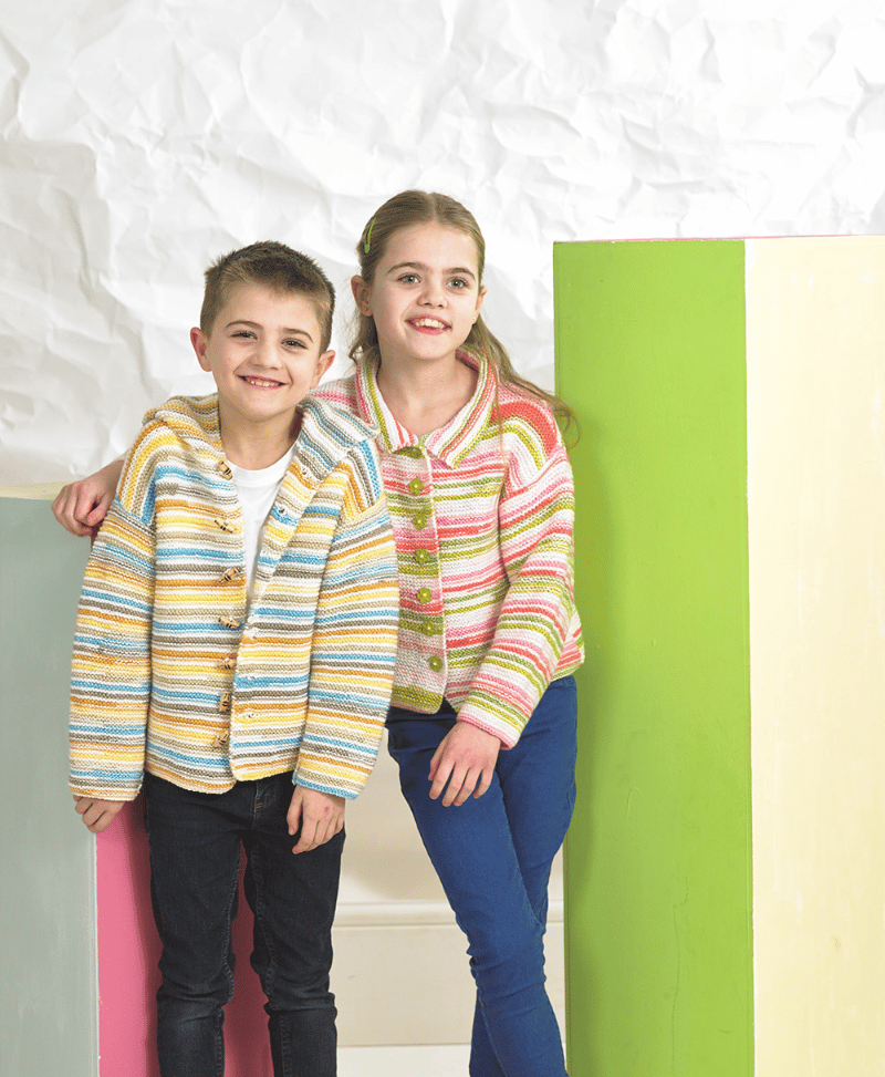 James C Brett JB826 Cardigans in Partytime Stripes DK