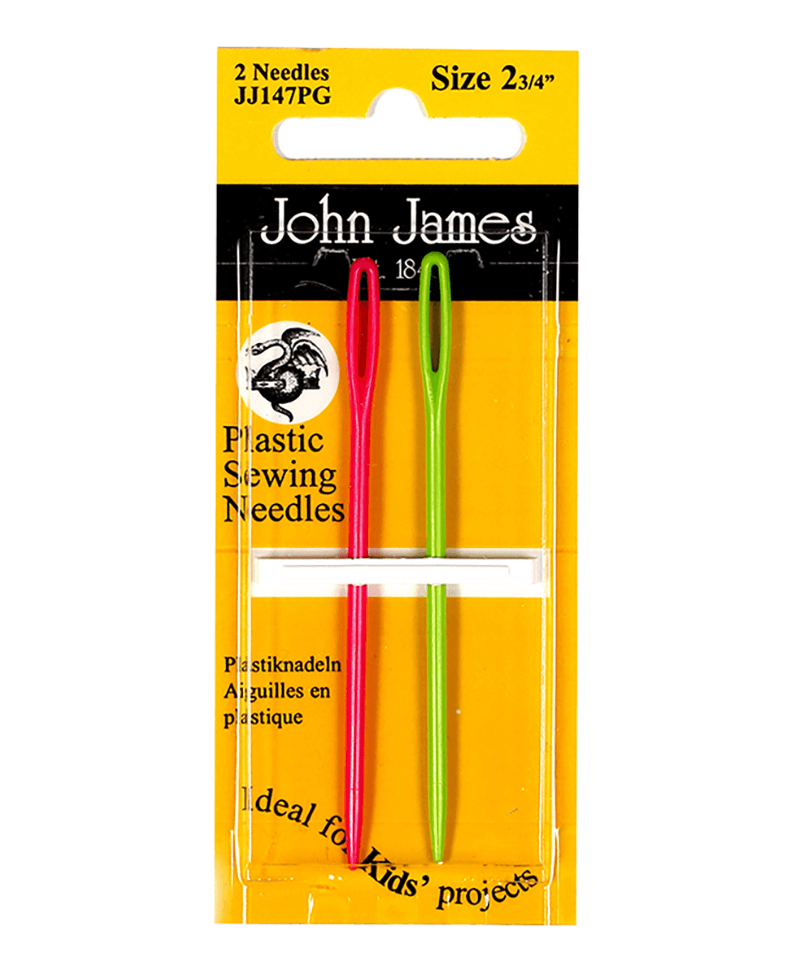 John James Childrens Plastic Sewing Needles - Pink & Green