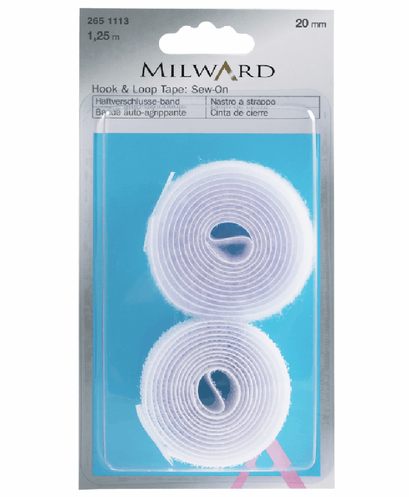 Milward Sew-on Hook and Loop Tape - 20mm - White