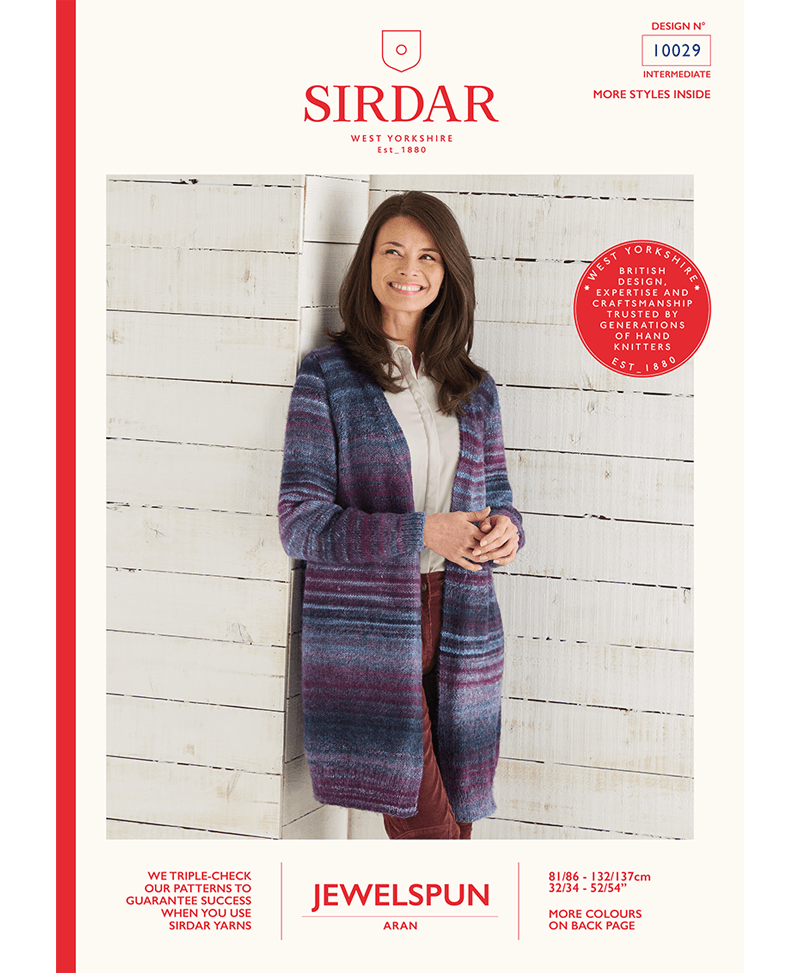Sirdar 10029 Long Line Jacket in Sirdar Jewelspun (Leaflet)