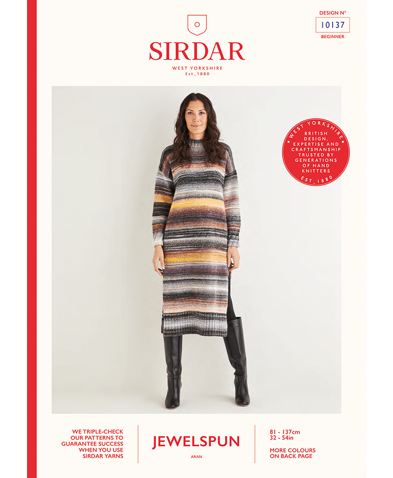 Sirdar 10137 Women's Funnel Neck Tunic Dress in Sirdar Jewelspun (Leaflet)