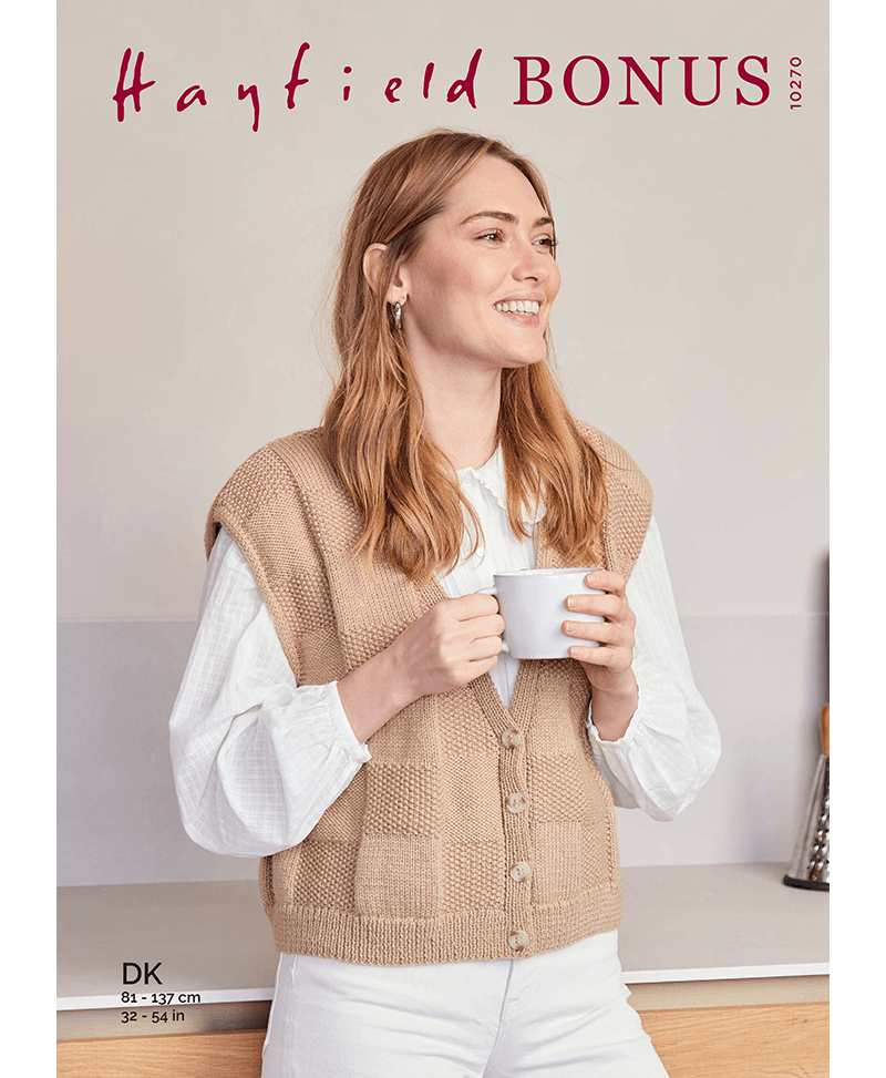 Sirdar 10270 Boxy Chequer Board Waistcoat in Hayfield Bonus DK (Leaflet)