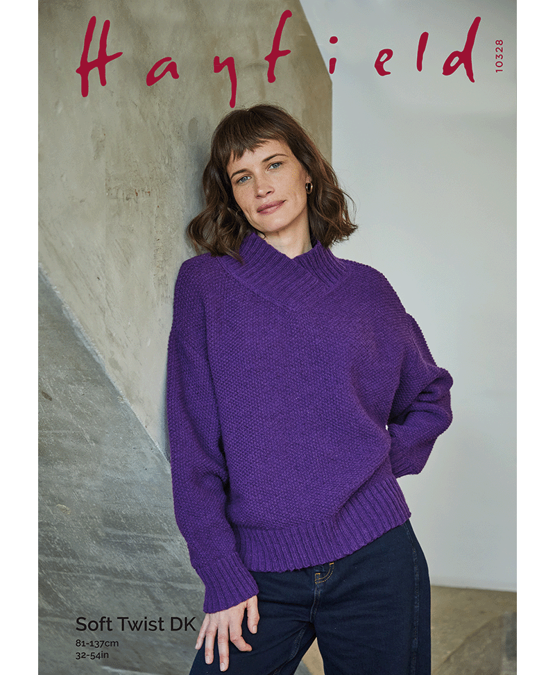 Sirdar 10328 Shawl Collar Sweater in Hayfield Soft Twist