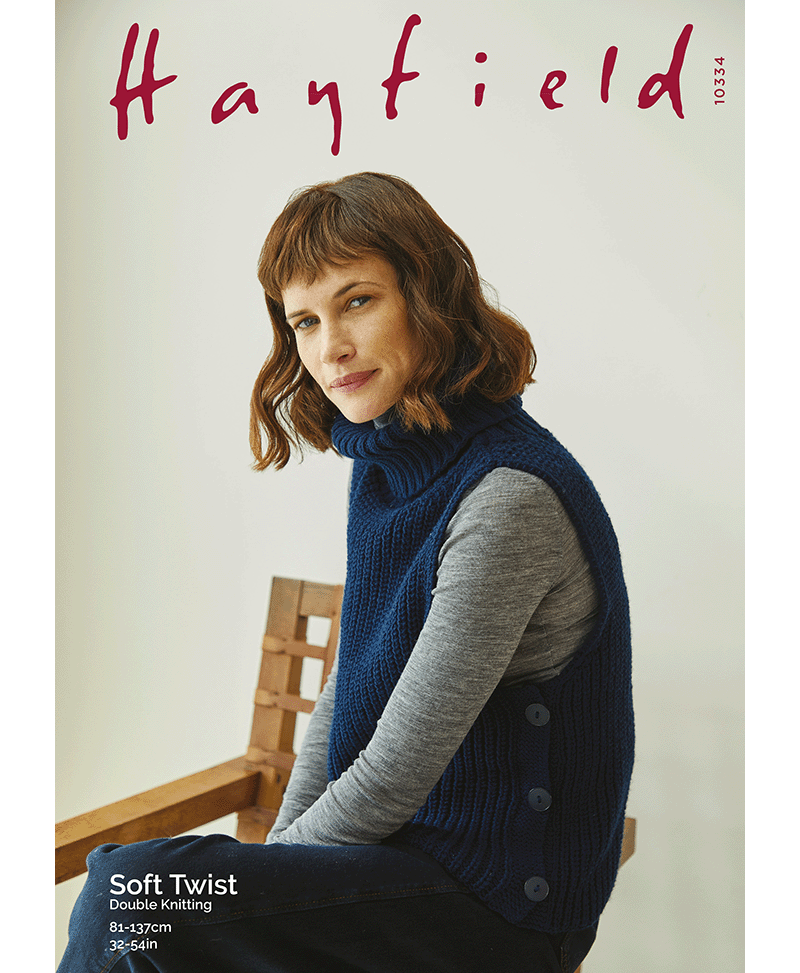 Sirdar 10334 Roll Neck Rib Vest in Hayfield Soft Twist