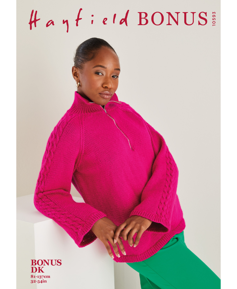 Sirdar 10593 Zip Neck Sweater in Hayfield Bonus DK (leaflet)