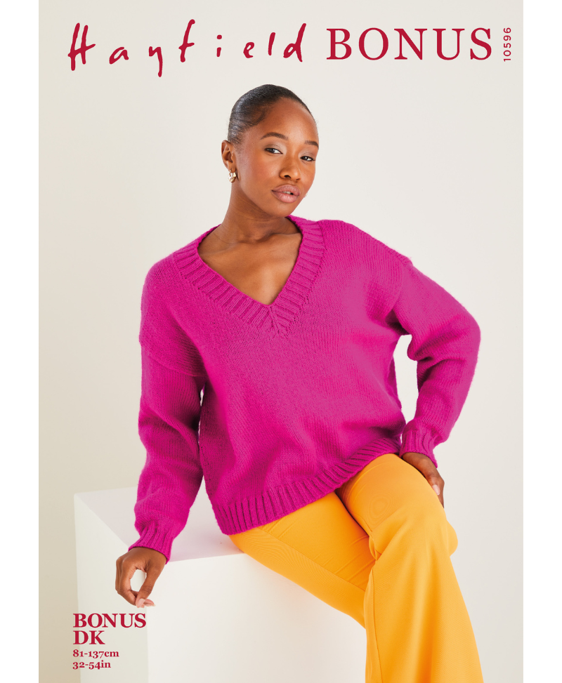 Sirdar 10596 V Neck Sweater in Hayfield Bonus DK (leaflet)