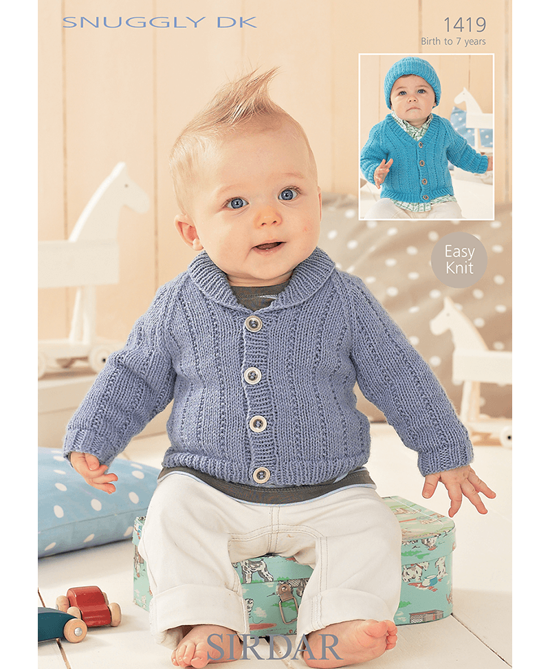 Sirdar 1419 Baby Cardigan & Hat in Snuggly DK (Leaflet)