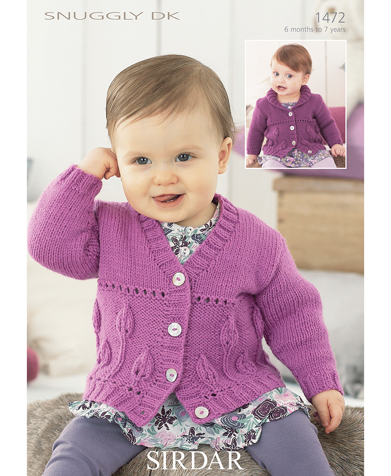 Sirdar 1472 Baby V Neck & Shawl Collar Cardigans in Snuggly DK (Leaflet)