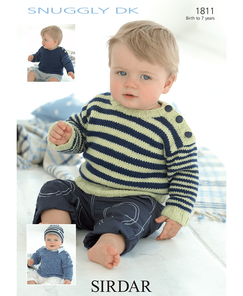 Sirdar 1811 Baby Plain & Striped Sweaters in Snuggly DK