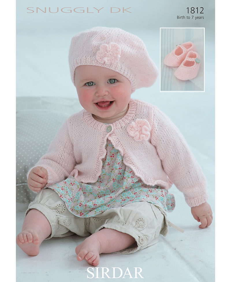 Sirdar 1812 Cardigan, Beret & Shoes in Snuggly DK