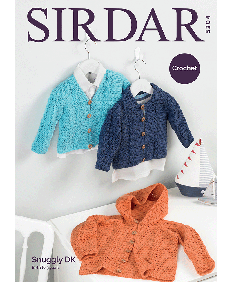Sirdar 5204 Boys V Neck, Collared & Hooded Cardigans in Snuggly DK