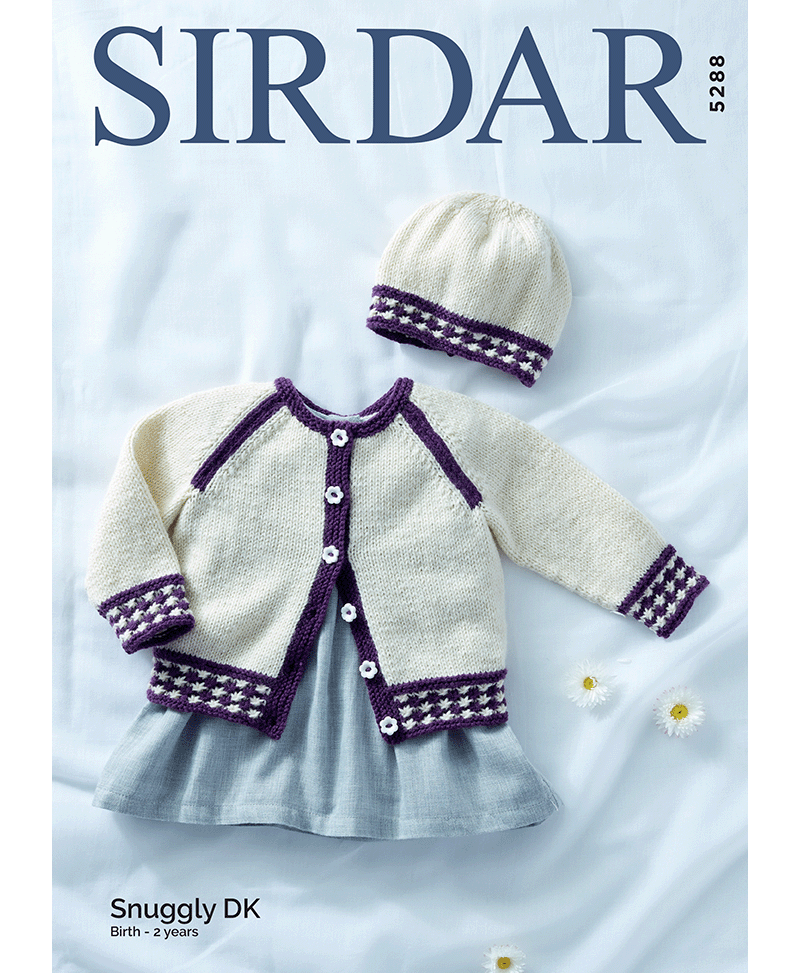 Sirdar 5288 Baby Girl's Cardigan & Hat in Snuggly DK