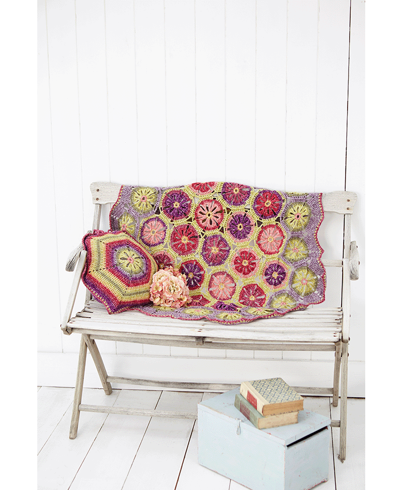 Stylecraft 9298 Crochet Hexagon Flower Blanket & Cushion in Batik DK