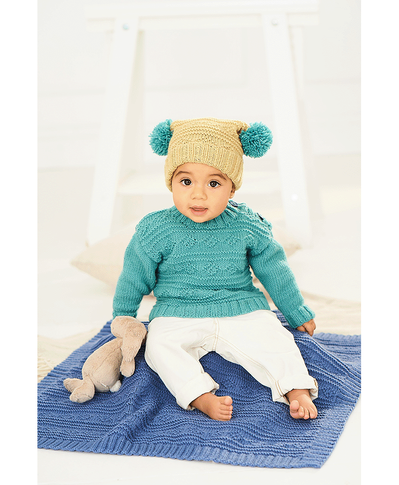 Stylecraft 9761 Sweater, Hat & Blanket in Bambino DK