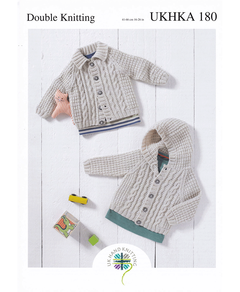 UKHKA 180 UK Hand Knit Assoc. Double Knitting Cable Sweaters