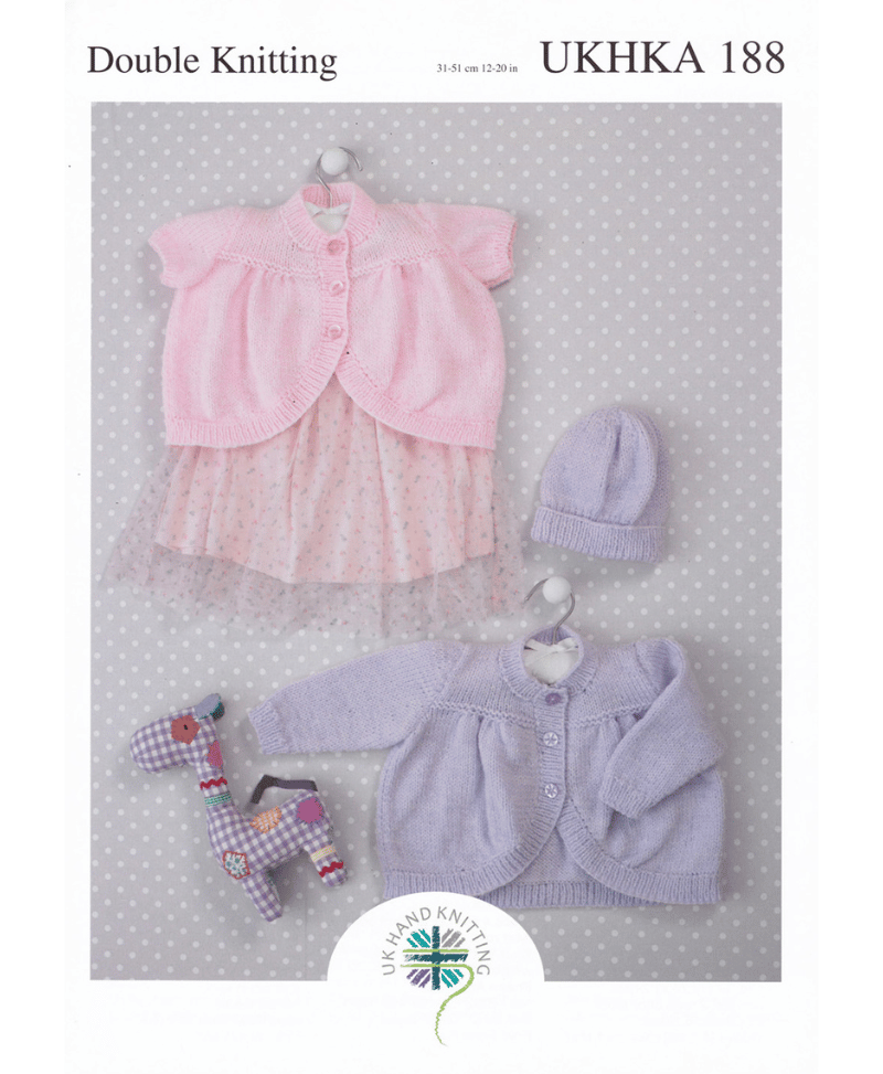 UKHKA 188 UK Hand Knit Assoc. Double Knitting Boleros & Hat