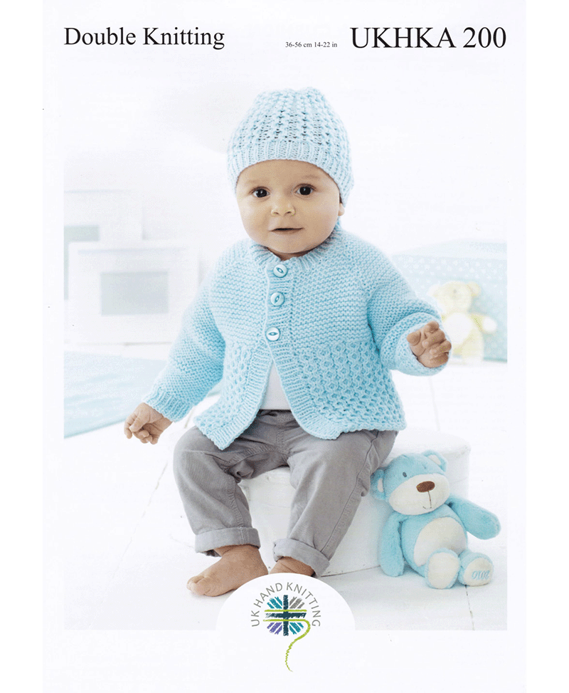UKHKA 200 UK Hand Knit Assoc. Double Knit Hat & Cardigan