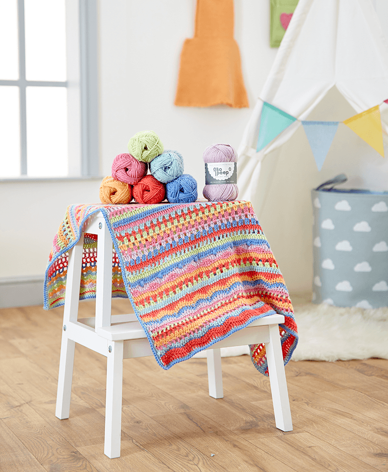 WYS Crochet Carousel Baby Blanket Pattern in Bo Peep DK
