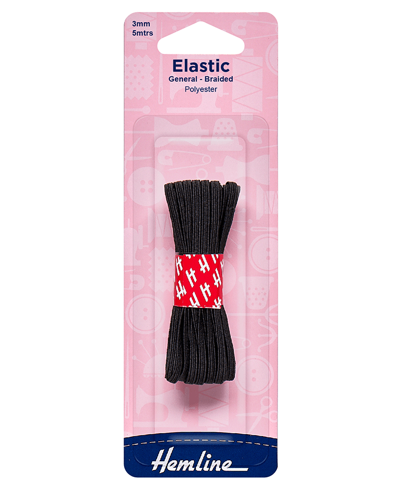 Hemline General Purpose Elastic - Black - 3mm