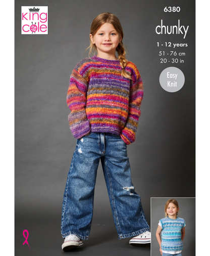 King Cole 6380 Sweater, Cardigan & Tank Top in Flair Chunky