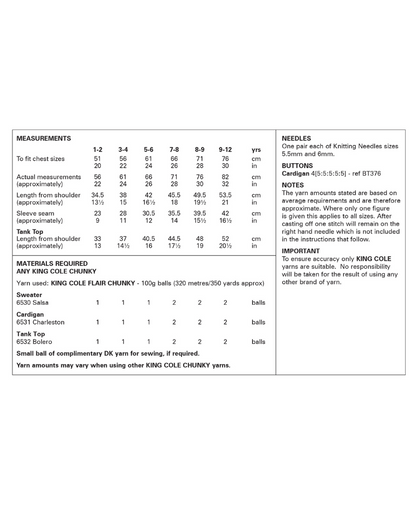 King Cole 6380 Sweater, Cardigan & Tank Top in Flair Chunky