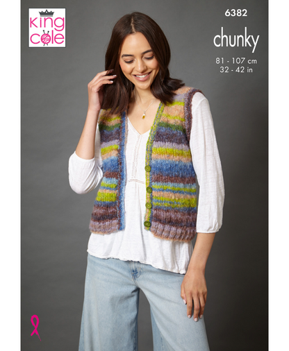 King Cole 6382 Waistcoat & Tank Top in Flair Chunky