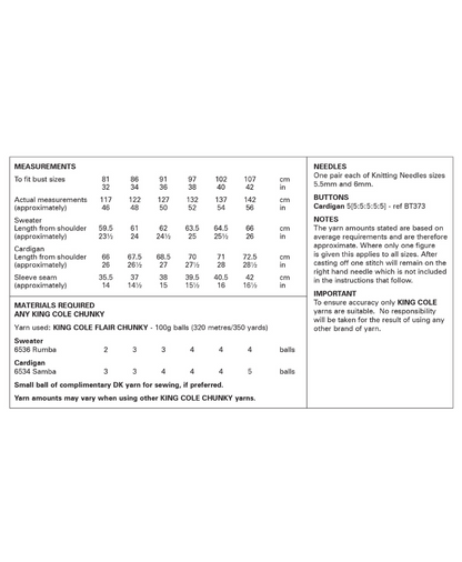 King Cole 6383 Sweater & Cardigan in Flair Chunky