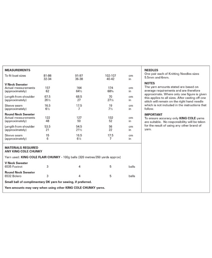 King Cole 6386 Sweaters in Flair Chunky