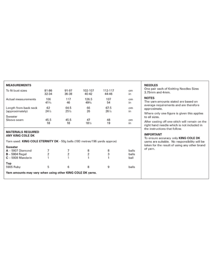 King Cole 6452 Sweater and Tank Top in Eternity DK