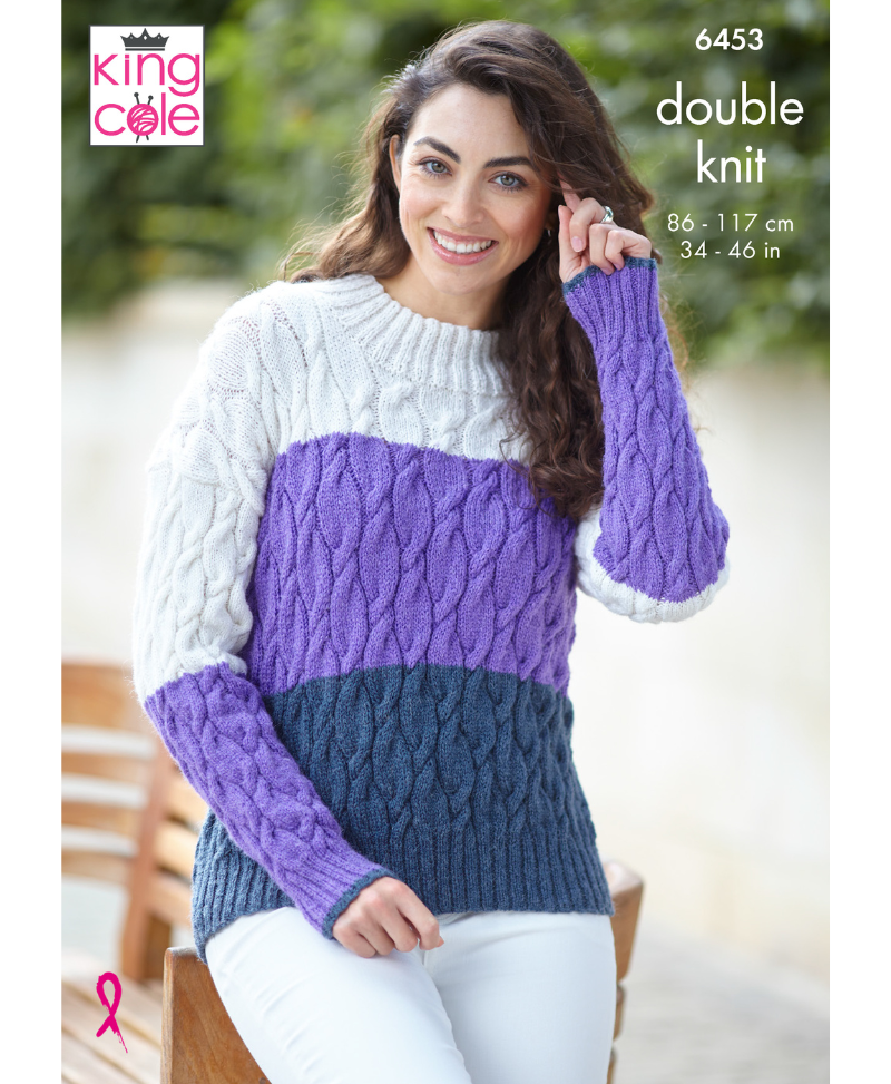 King Cole 6453 Cable Sweater and Top in Eternity DK