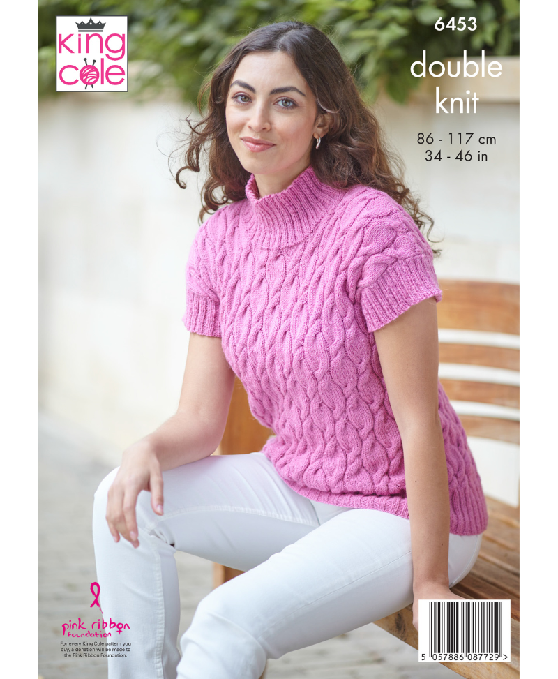 King Cole 6453 Cable Sweater and Top in Eternity DK