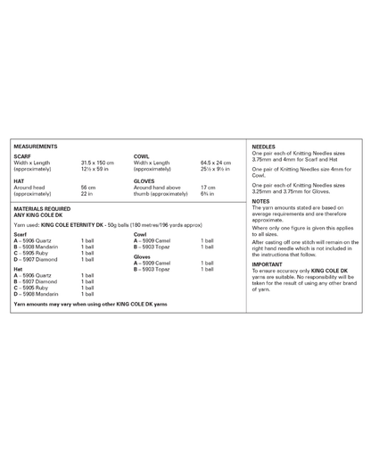 King Cole 6458 Accessories in Eternity DK