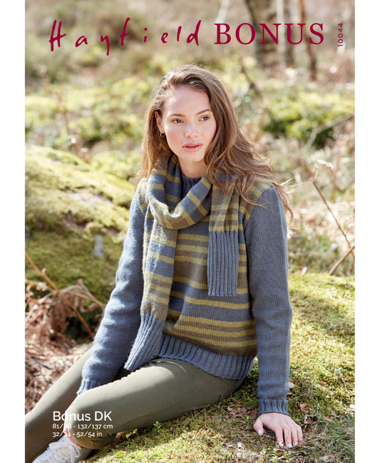 Sirdar 10044 Sweater and Scarf in Hayfield Bonus DK (Leaflet)