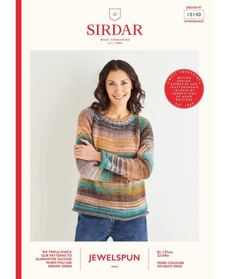 Sirdar 10140 Crew Neck Raglan Sweater in Sirdar Jewelspun (Leaflet)