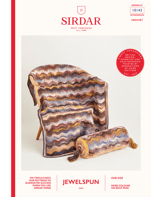 Sirdar 10143 Crochet Wave Blanket and Bolster Cushion in Sirdar Jewelspun (Leaflet)