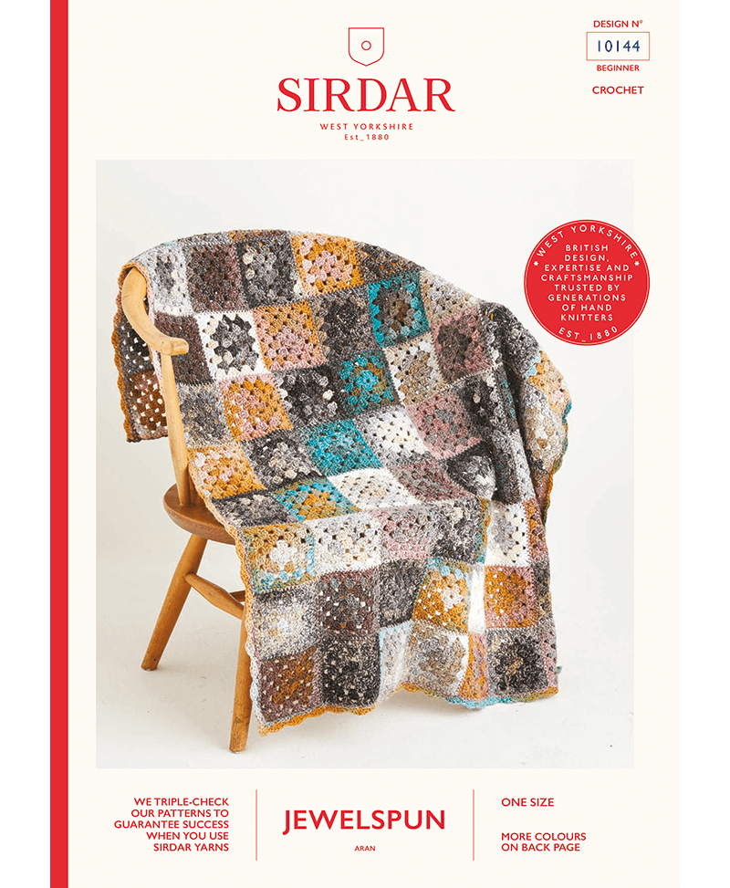 Sirdar 10144 Crochet Granny Square Blanket in Sirdar Jewelspun (Leaflet)
