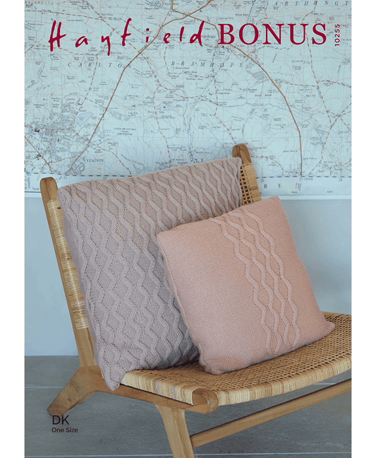 Sirdar 10255 Zig Zag Cable Cushions in Hayfield Bonus DK (Leaflet)