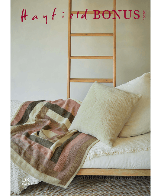 Sirdar 10257 Log Cabin Blanket & Cushion in Hayfield Bonus DK