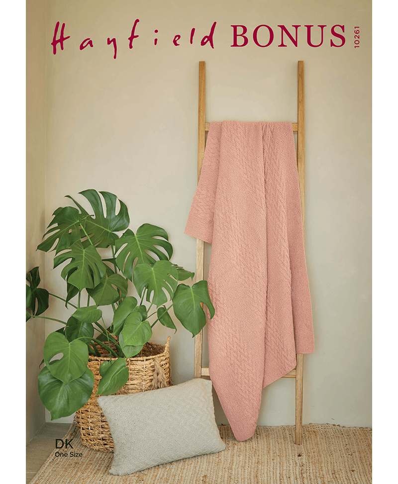 Sirdar 10261 Textured Stripe Stitch Blanket & Cushion in Hayfield Bonus DK (Leaflet)