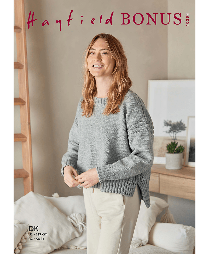 Sirdar 10264 Boxy Stepped Hem Sweater in Hayfield Bonus DK (Leaflet)