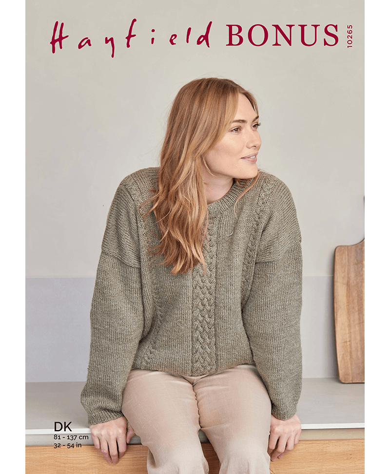 Sirdar 10265 Slouchy Cable Sweater in Hayfield Bonus DK (Leaflet)