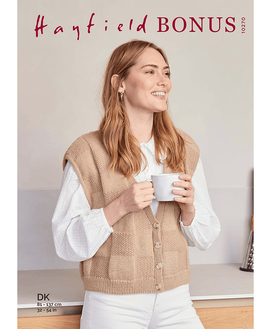 Sirdar 10270 Boxy Chequer Board Waistcoat in Hayfield Bonus DK (Leaflet)