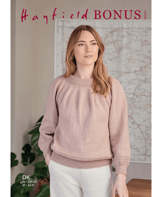 Sirdar 10271 Yoke Gathered Sweater in Hayfield Bonus DK (Leaflet)