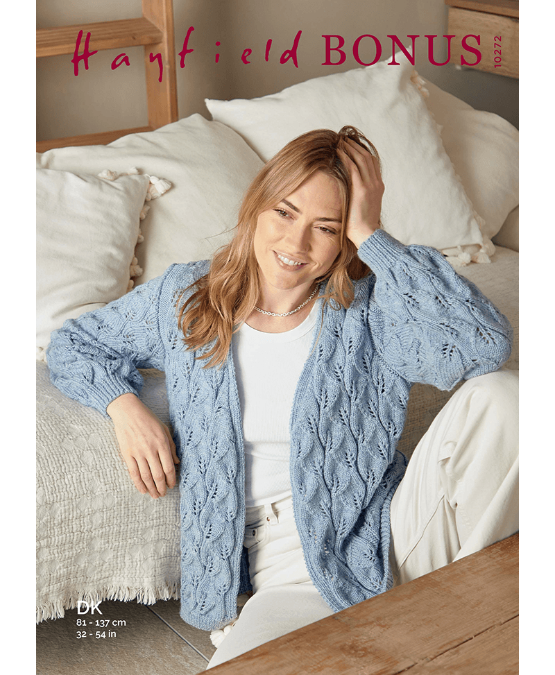 Sirdar 10272 Leaf Lace Stitch Cardigan in Hayfield Bonus DK (Leaflet)