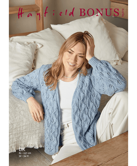 Sirdar 10272 Leaf Lace Stitch Cardigan in Hayfield Bonus DK (Leaflet)